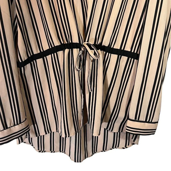 i Jeans by Buffalo Tunic XL Tan Black Stripes Drawstring Waist Lightweight Top - Picture 4 of 4